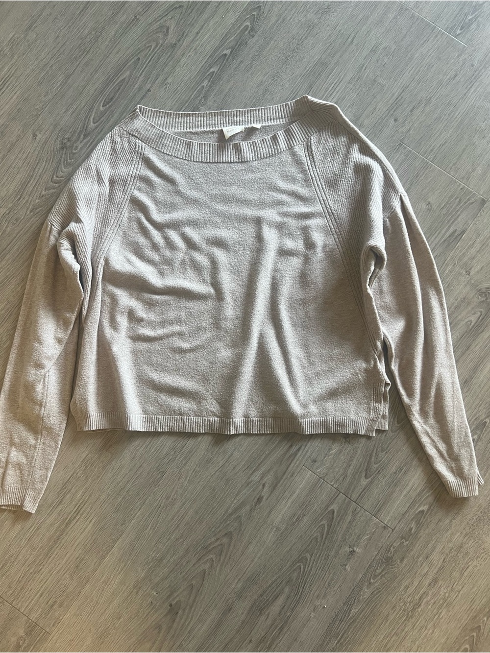 Cyrus Womens Taupe Tan Ribbed Detail Boat Neck Long Sleeve Knit Sweater Size M